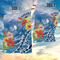 Personalised Yap States Humpback Whale Garden Flag Polynesian Tropical Flowers