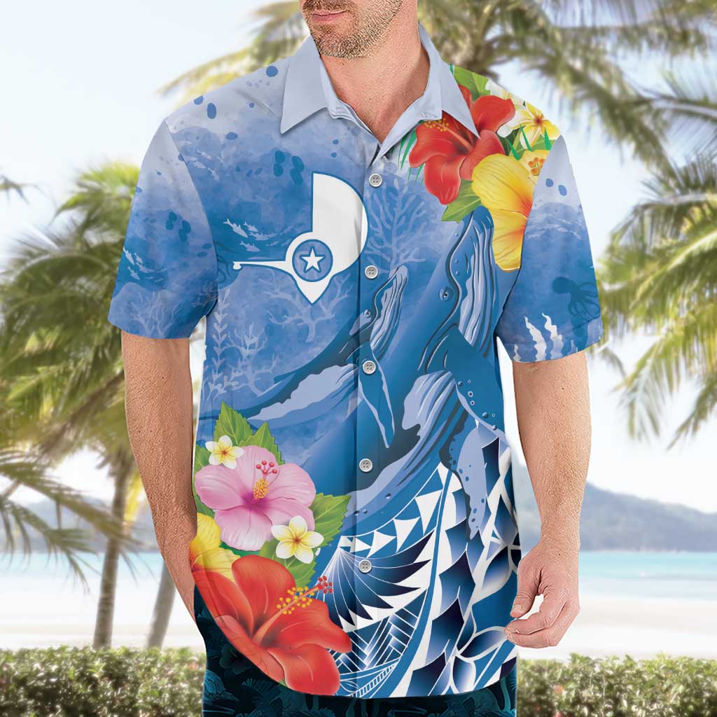 Personalised Yap States Humpback Whale Hawaiian Shirt Polynesian Tropical Flowers LT9 - Polynesian Pride