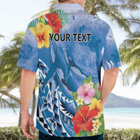 Personalised Yap States Humpback Whale Hawaiian Shirt Polynesian Tropical Flowers LT9 - Polynesian Pride