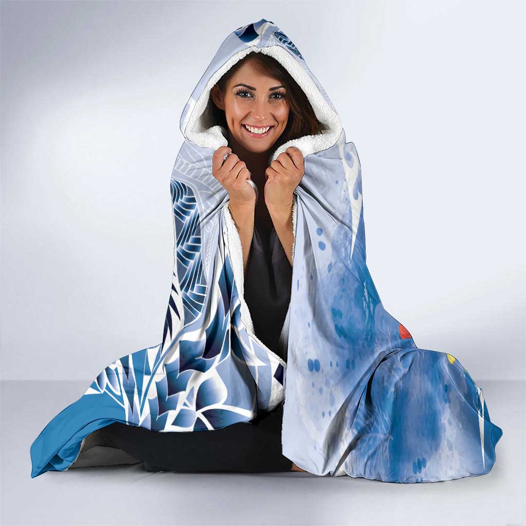Personalised Yap States Humpback Whale Hooded Blanket Polynesian Tropical Flowers LT9 - Polynesian Pride