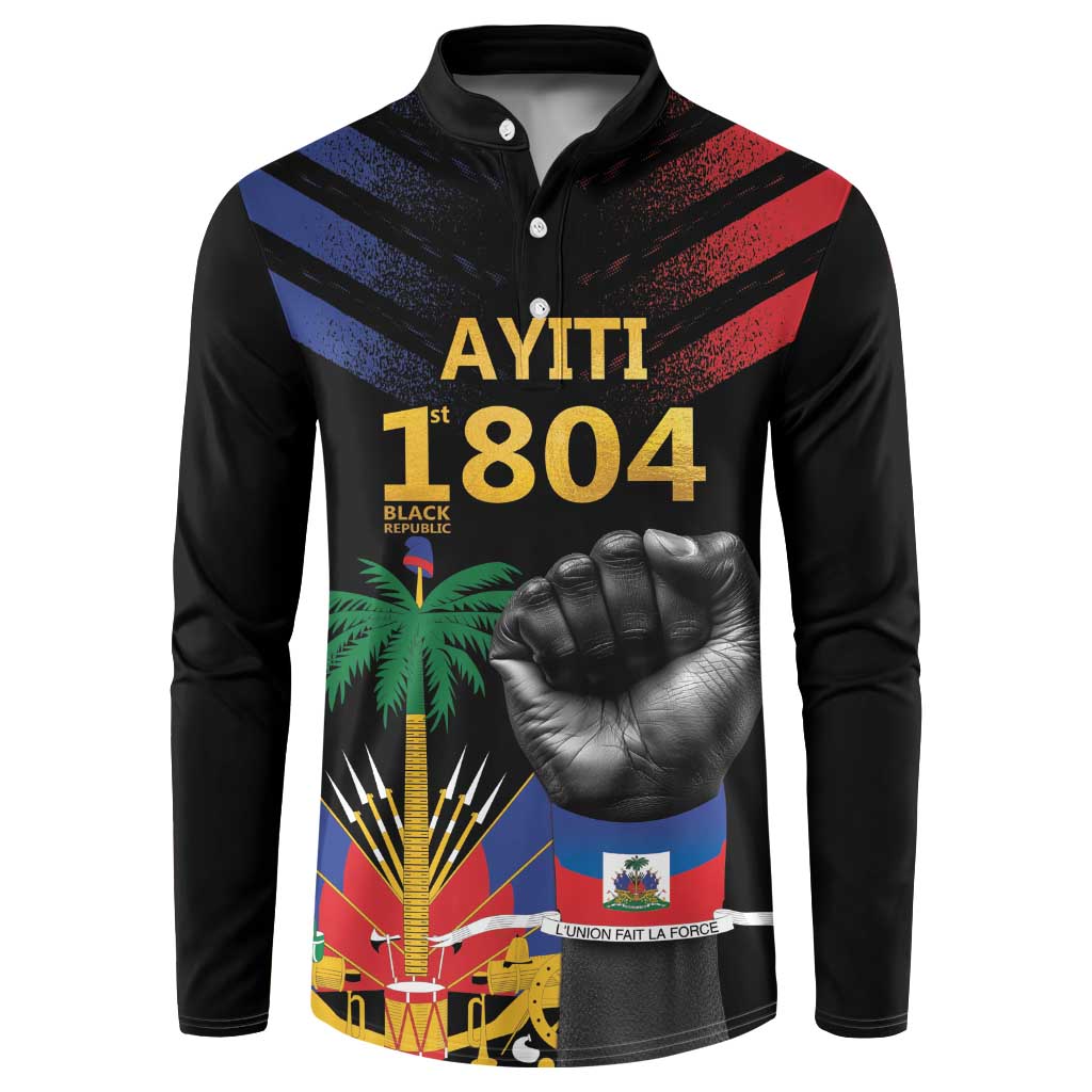 Haiti Independence Day Button Sweatshirt The First Black Republic Since 1804 LT9 Blakc - Polynesian Pride