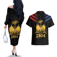 Haiti Independence Day Couples Matching Off The Shoulder Long Sleeve Dress and Hawaiian Shirt The First Black Republic Since 1804