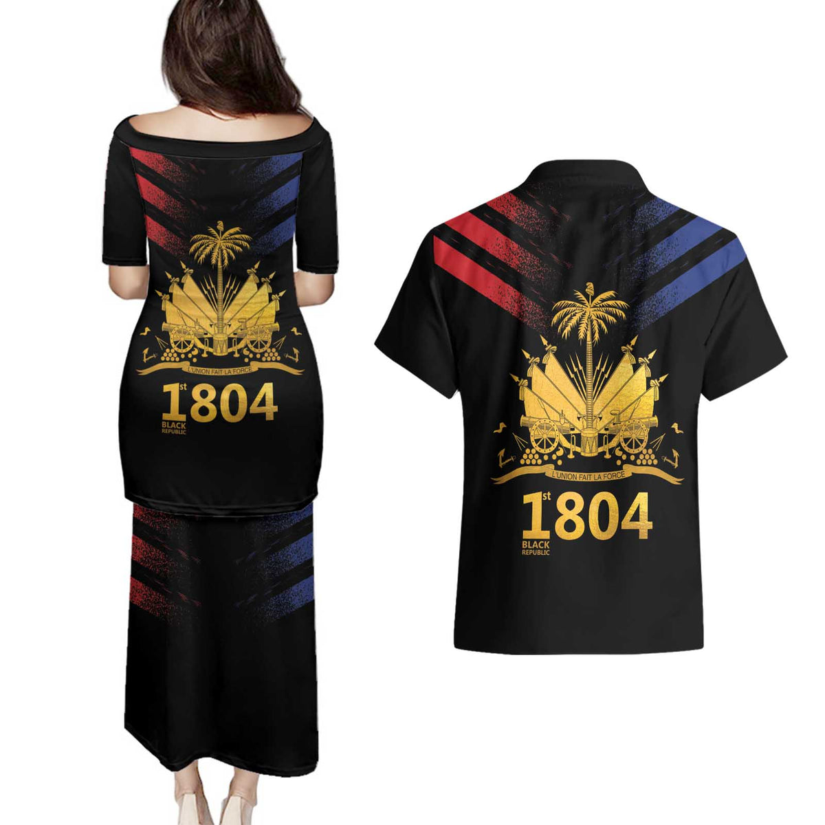 Haiti Independence Day Couples Matching Puletasi and Hawaiian Shirt The First Black Republic Since 1804