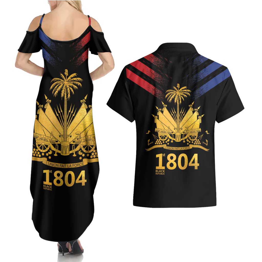 Haiti Independence Day Couples Matching Summer Maxi Dress and Hawaiian Shirt The First Black Republic Since 1804