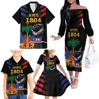 Haiti Independence Day Family Matching Off The Shoulder Long Sleeve Dress and Hawaiian Shirt The First Black Republic Since 1804 LT9 - Polynesian Pride