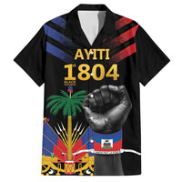 Haiti Independence Day Family Matching Off Shoulder Maxi Dress and Hawaiian Shirt The First Black Republic Since 1804 LT9 Dad's Shirt - Short Sleeve Blakc - Polynesian Pride