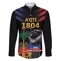 Haiti Independence Day Family Matching Off Shoulder Maxi Dress and Hawaiian Shirt The First Black Republic Since 1804 LT9 Dad's Shirt - Long Sleeve Blakc - Polynesian Pride