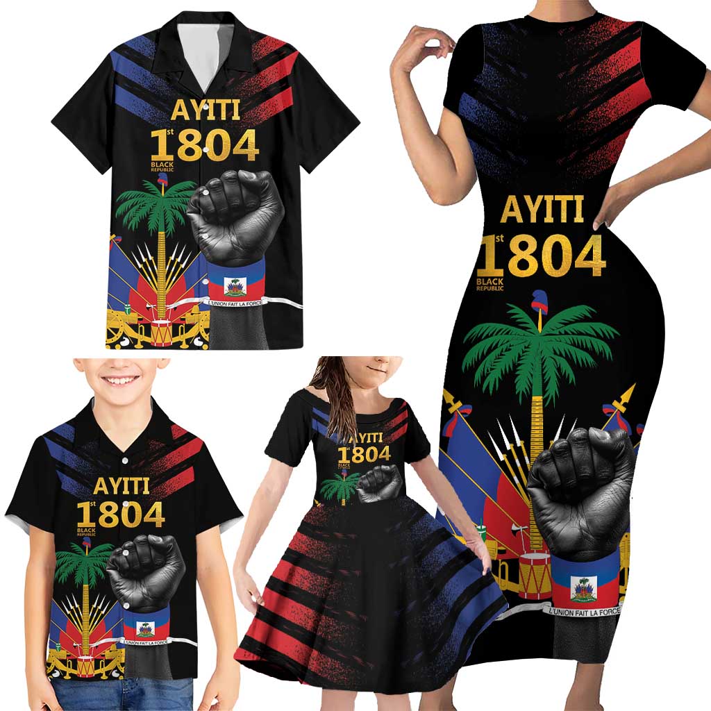 Haiti Independence Day Family Matching Short Sleeve Bodycon Dress and Hawaiian Shirt The First Black Republic Since 1804 LT9 - Polynesian Pride
