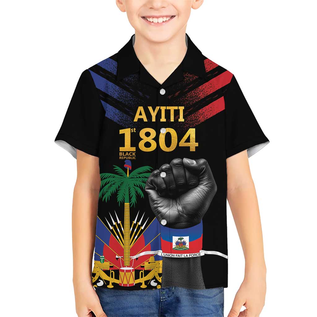 Haiti Independence Day Family Matching Short Sleeve Bodycon Dress and Hawaiian Shirt The First Black Republic Since 1804 LT9 Son's Shirt Blakc - Polynesian Pride