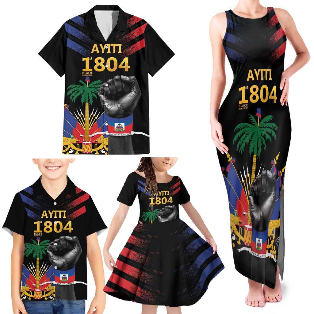 Haiti Independence Day Family Matching Tank Maxi Dress and Hawaiian Shirt The First Black Republic Since 1804 LT9 - Polynesian Pride