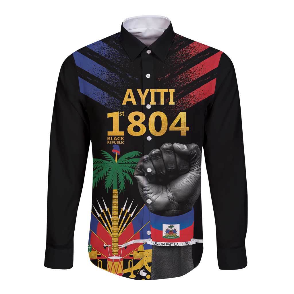 Haiti Independence Day Long Sleeve Button Shirt The First Black Republic Since 1804 LT9 Unisex Blakc - Polynesian Pride