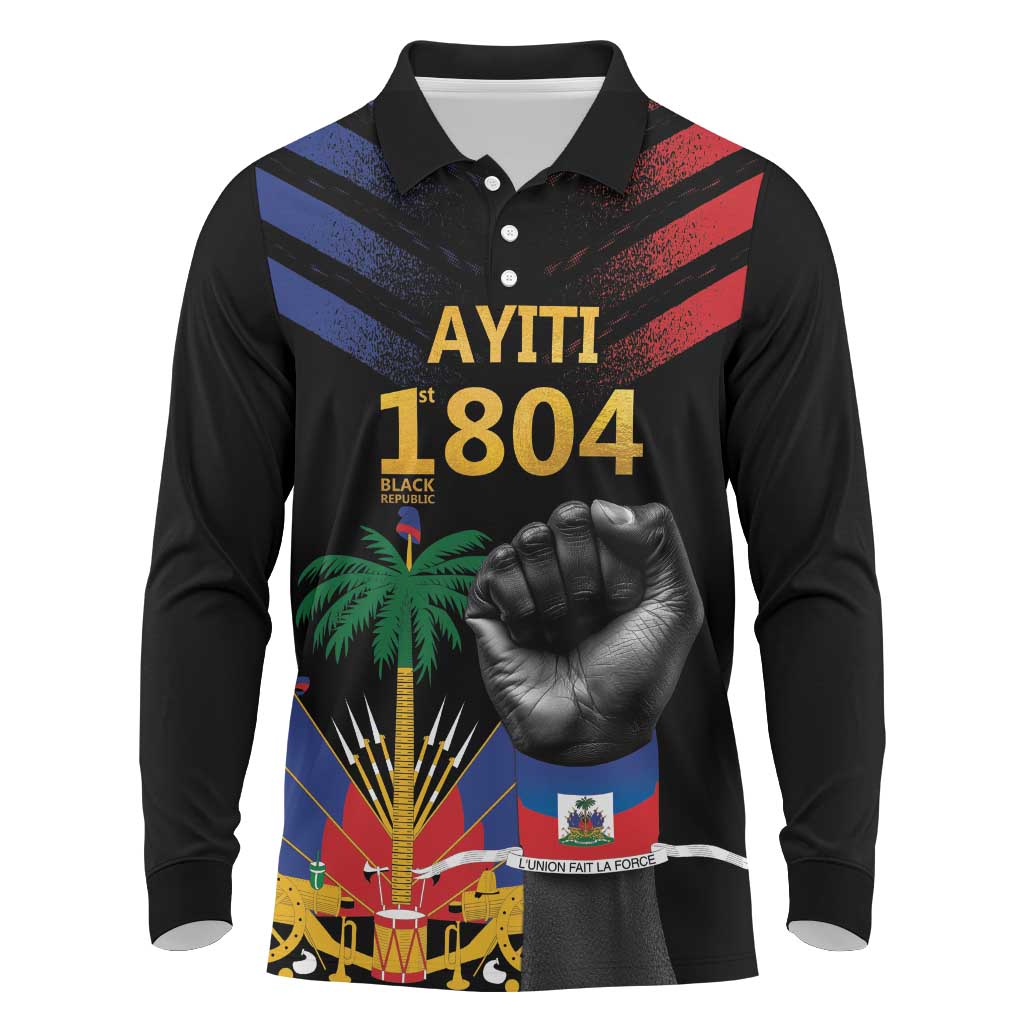 Haiti Independence Day Long Sleeve Polo Shirt The First Black Republic Since 1804