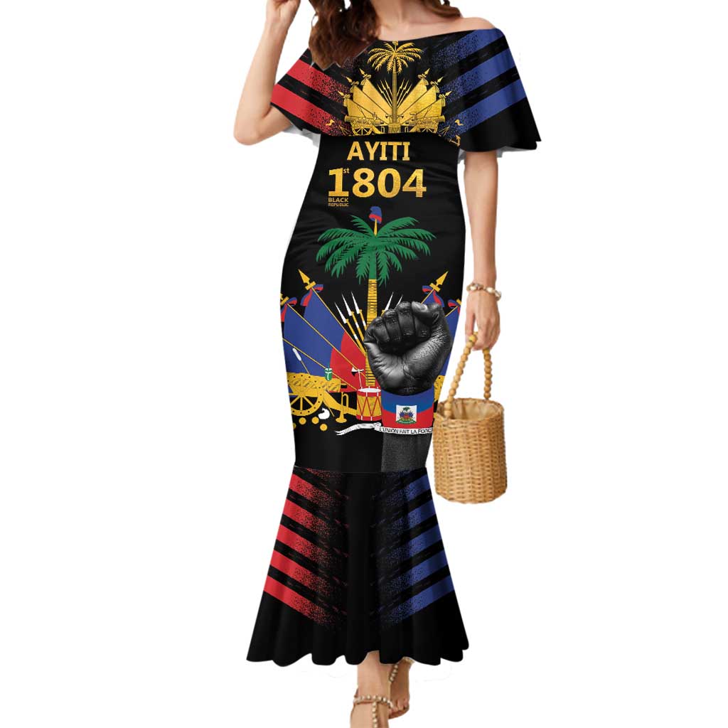 Haiti Independence Day Mermaid Dress The First Black Republic Since 1804 LT9 Women Blakc - Polynesian Pride