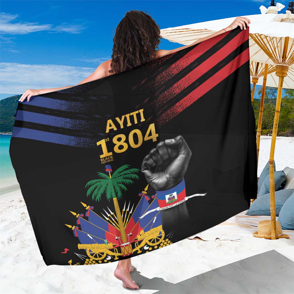 Haiti Independence Day Sarong The First Black Republic Since 1804 LT9 One Size 44 x 66 inches Blakc - Polynesian Pride