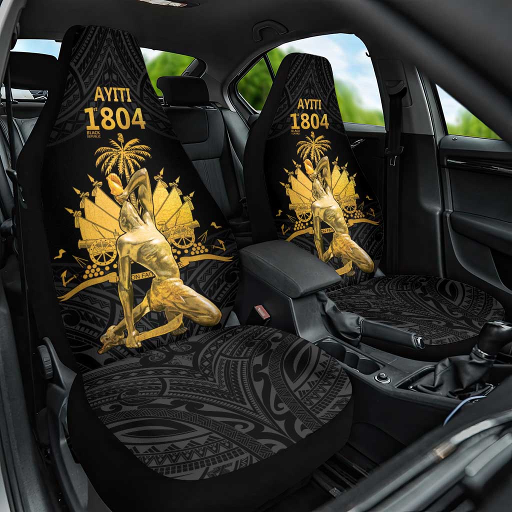 Haitian Negre Marron 1804 Car Seat Cover Black Polynesian Pattern LT9 One Size Black - Polynesian Pride