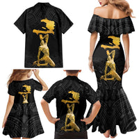 Haitian Negre Marron 1804 Family Matching Mermaid Dress and Hawaiian Shirt Black Polynesian Pattern