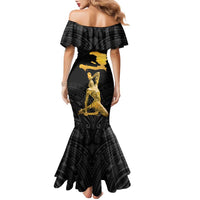 Haitian Negre Marron 1804 Family Matching Mermaid Dress and Hawaiian Shirt Black Polynesian Pattern