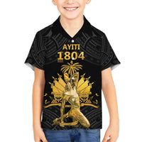 Haitian Negre Marron 1804 Family Matching Summer Maxi Dress and Hawaiian Shirt Black Polynesian Pattern LT9 Son's Shirt Black - Polynesian Pride