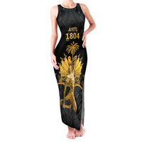 Haitian Negre Marron 1804 Family Matching Tank Maxi Dress and Hawaiian Shirt Black Polynesian Pattern
