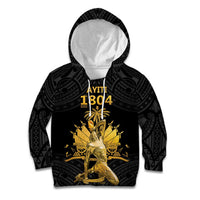Haitian Negre Marron 1804 Kid Hoodie Black Polynesian Pattern
