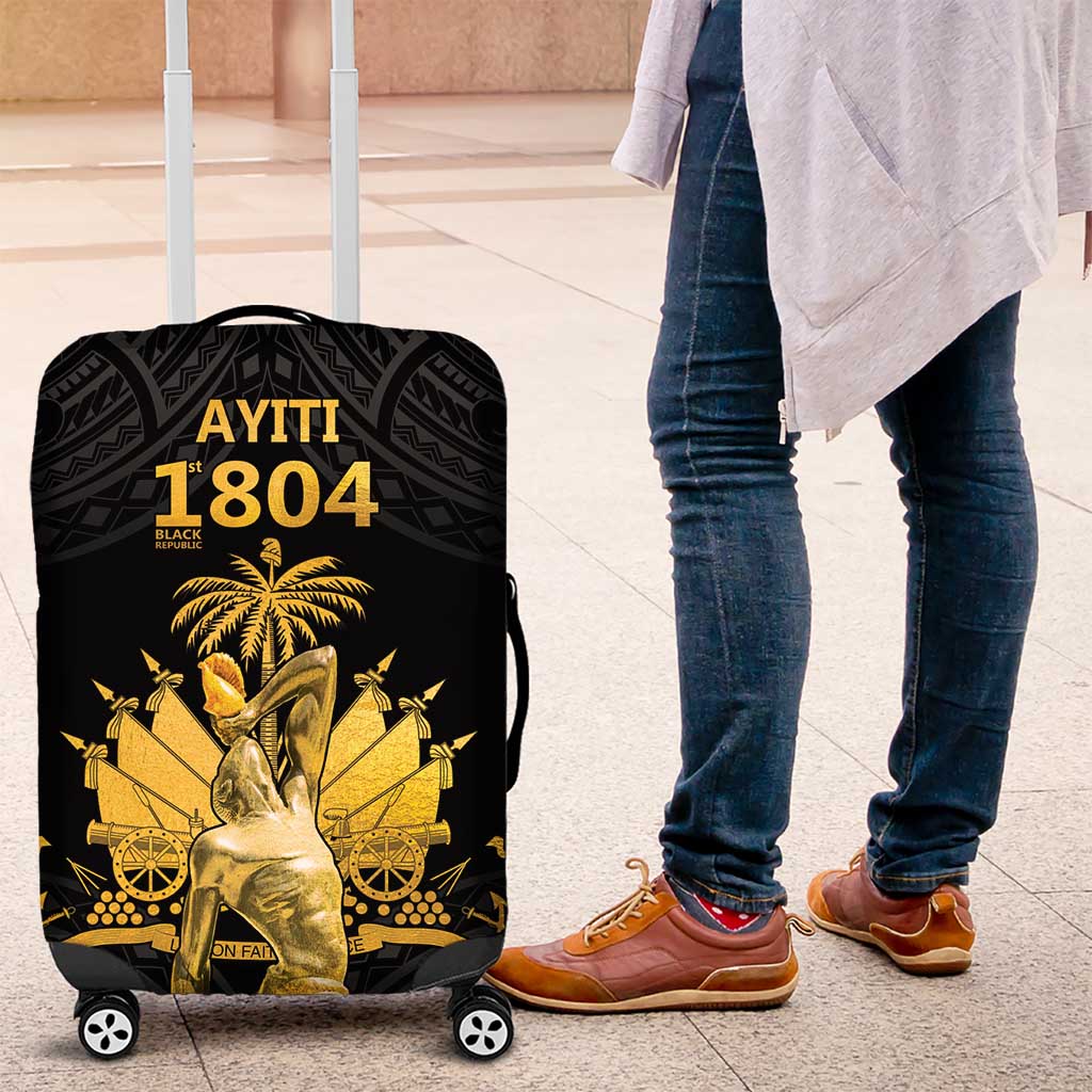 Haitian Negre Marron 1804 Luggage Cover Black Polynesian Pattern LT9 Black - Polynesian Pride
