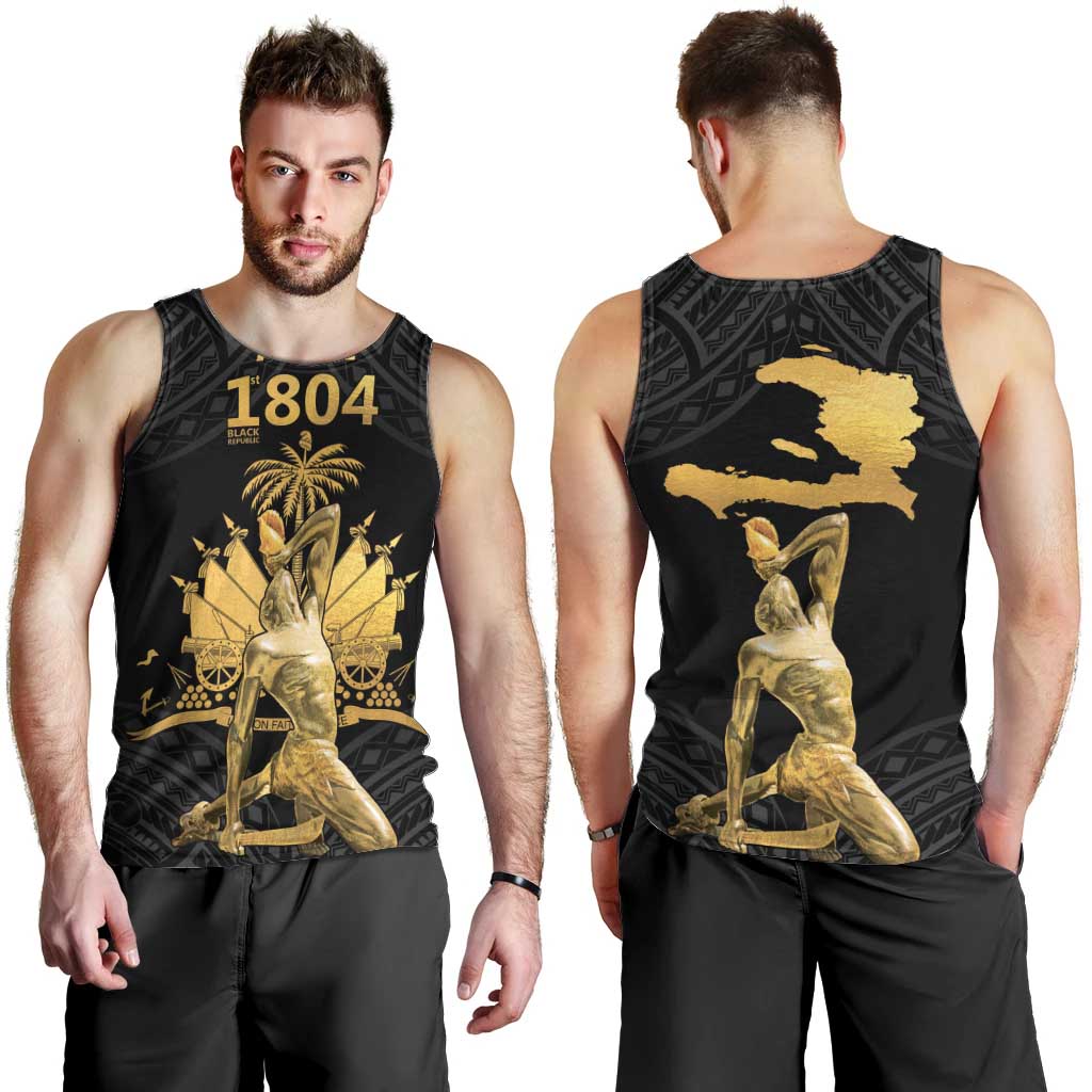 Haitian Negre Marron 1804 Men Tank Top Black Polynesian Pattern