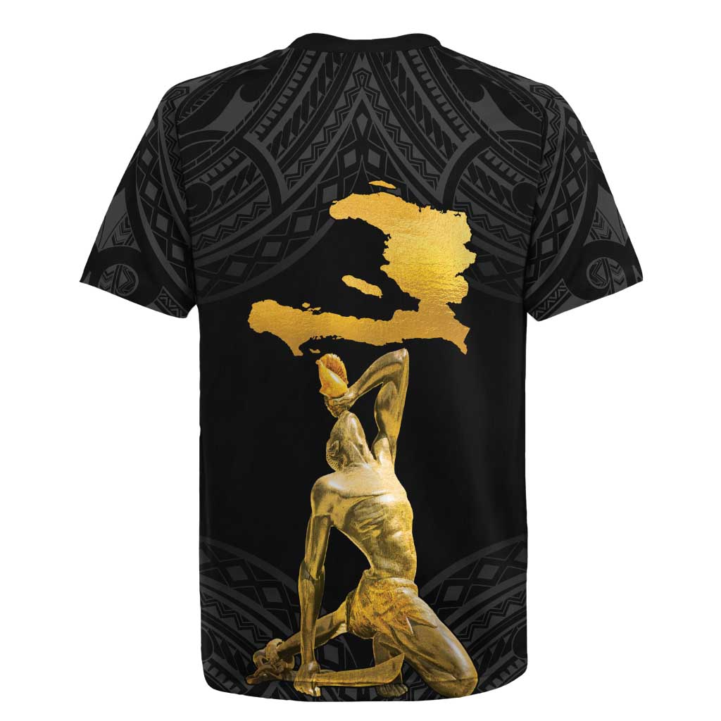 Haitian Negre Marron 1804 Rugby Jersey Black Polynesian Pattern