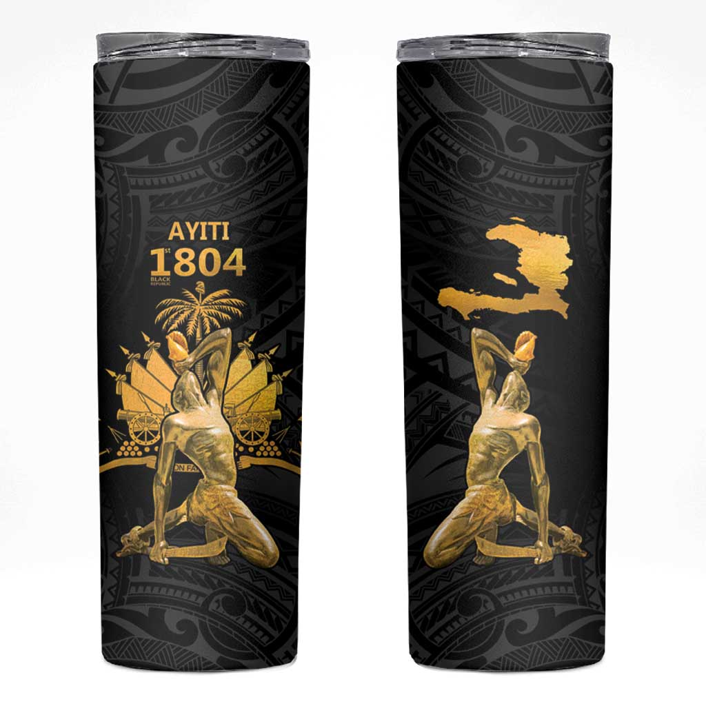 Haitian Negre Marron 1804 Skinny Tumbler Black Polynesian Pattern LT9 Black - Polynesian Pride