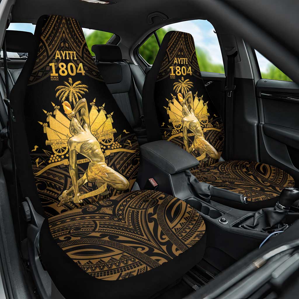 Haitian Negre Marron 1804 Car Seat Cover Gold Polynesian Pattern LT9 One Size Gold - Polynesian Pride