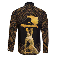 Haitian Negre Marron 1804 Family Matching Puletasi and Hawaiian Shirt Gold Polynesian Pattern