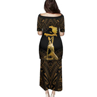 Haitian Negre Marron 1804 Family Matching Puletasi and Hawaiian Shirt Gold Polynesian Pattern