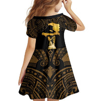 Haitian Negre Marron 1804 Family Matching Tank Maxi Dress and Hawaiian Shirt Gold Polynesian Pattern