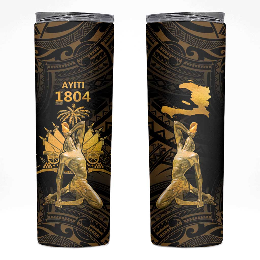 Haitian Negre Marron 1804 Skinny Tumbler Gold Polynesian Pattern LT9 Gold - Polynesian Pride