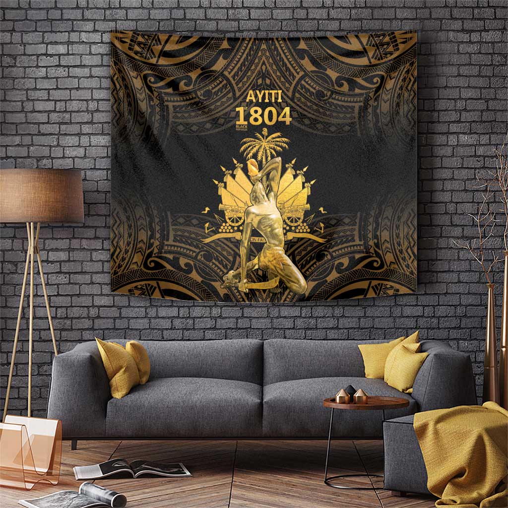 Haitian Negre Marron 1804 Tapestry Gold Polynesian Pattern LT9 Gold - Polynesian Pride