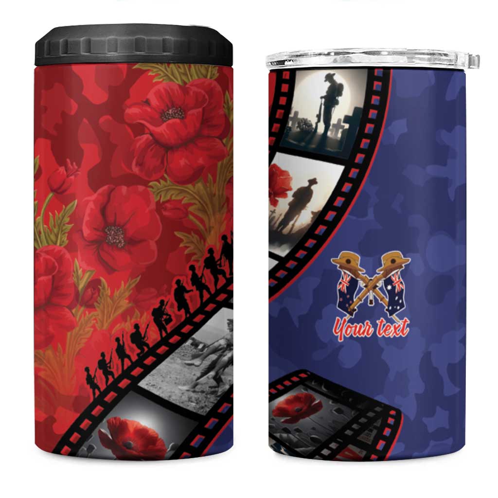 Personalised ANZAC Spirit 1915-2026 Filmstrip Tribute 4 in 1 Can Cooler Tumbler Lest We Forget 25 April