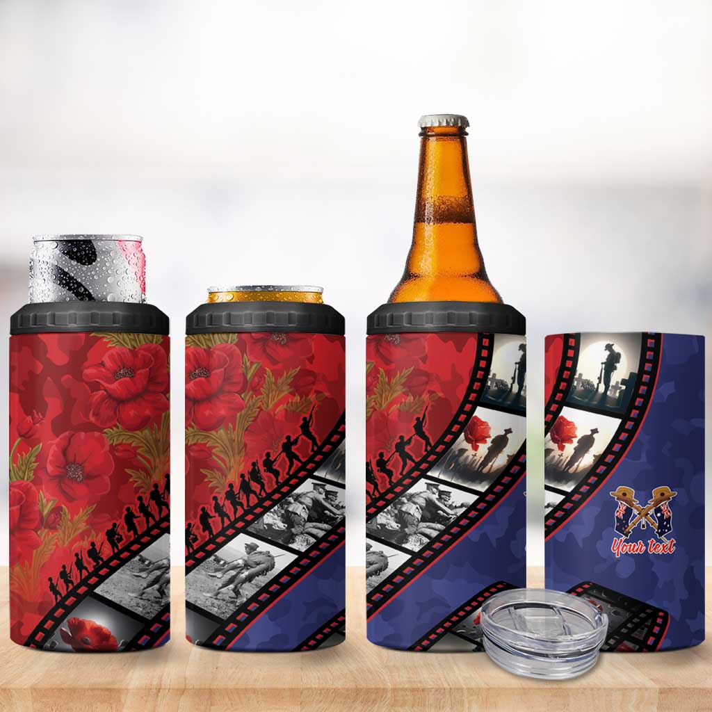 Personalised ANZAC Spirit 1915-2026 Filmstrip Tribute 4 in 1 Can Cooler Tumbler Lest We Forget 25 April LT9 - Polynesian Pride