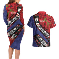 Personalised ANZAC Spirit 1915-2026 Filmstrip Tribute Couples Matching Long Sleeve Bodycon Dress and Hawaiian Shirt Lest We Forget 25 April LT9 - Polynesian Pride