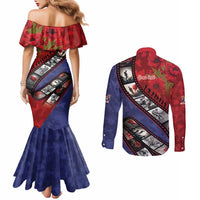 Personalised ANZAC Spirit 1915-2026 Filmstrip Tribute Couples Matching Mermaid Dress and Long Sleeve Button Shirt Lest We Forget 25 April LT9 - Polynesian Pride
