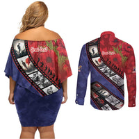 Personalised ANZAC Spirit 1915-2026 Filmstrip Tribute Couples Matching Off Shoulder Short Dress and Long Sleeve Button Shirt Lest We Forget 25 April LT9 - Polynesian Pride