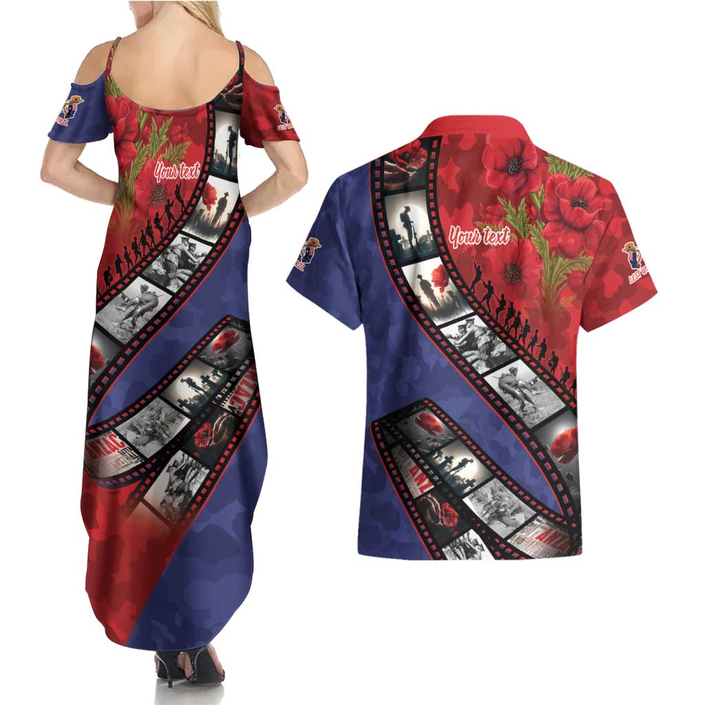 Personalised ANZAC Spirit 1915-2026 Filmstrip Tribute Couples Matching Summer Maxi Dress and Hawaiian Shirt Lest We Forget 25 April LT9 - Polynesian Pride