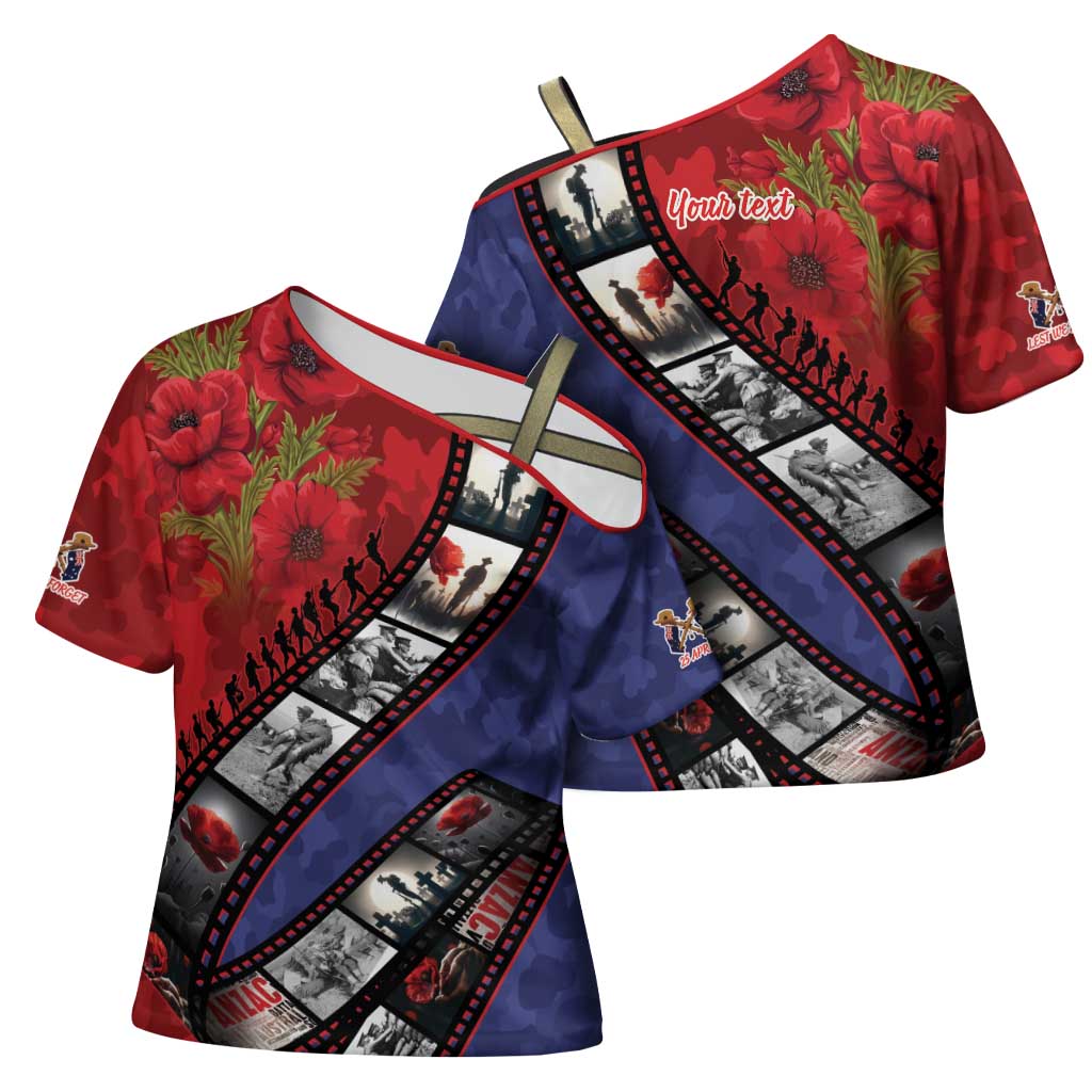 Personalised ANZAC Spirit 1915-2026 Filmstrip Tribute Cross Shoulder Shirt Lest We Forget 25 April