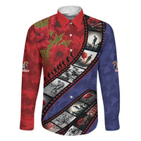 Personalised ANZAC Spirit 1915-2026 Filmstrip Tribute Family Matching Off Shoulder Short Dress and Hawaiian Shirt Lest We Forget 25 April LT9 Dad's Shirt - Long Sleeve Red - Polynesian Pride