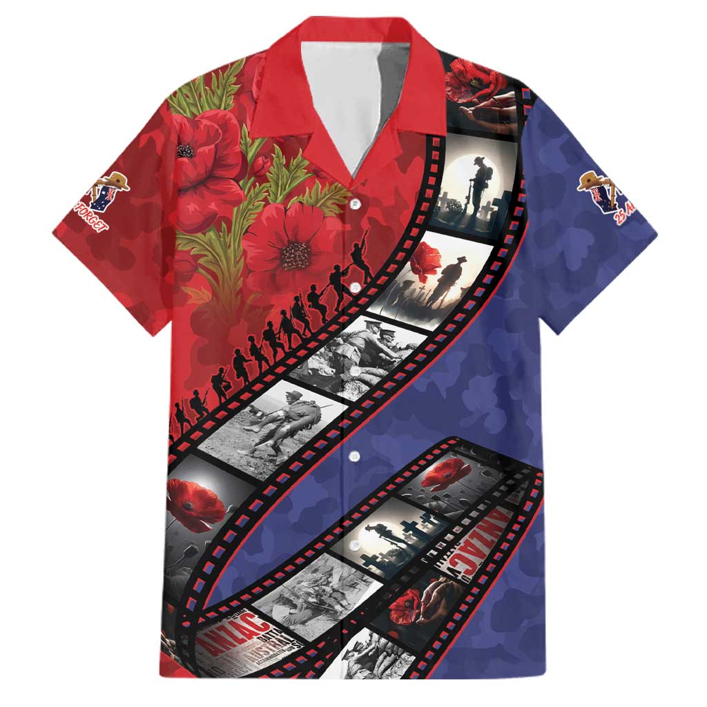 Personalised ANZAC Spirit 1915-2026 Filmstrip Tribute Family Matching Puletasi and Hawaiian Shirt Lest We Forget 25 April LT9 Dad's Shirt - Short Sleeve Red - Polynesian Pride