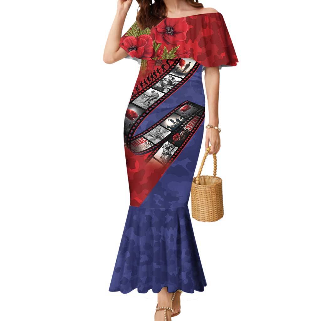 Personalised ANZAC Spirit 1915-2026 Filmstrip Tribute Mermaid Dress Lest We Forget 25 April LT9 Women Red - Polynesian Pride