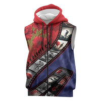 Personalised ANZAC Spirit 1915-2026 Filmstrip Tribute Sleeveless Zip Hoodie Lest We Forget 25 April LT9 Red - Polynesian Pride