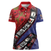 Personalised ANZAC Spirit 1915-2026 Filmstrip Tribute Women Polo Shirt Lest We Forget 25 April LT9 Female Red - Polynesian Pride