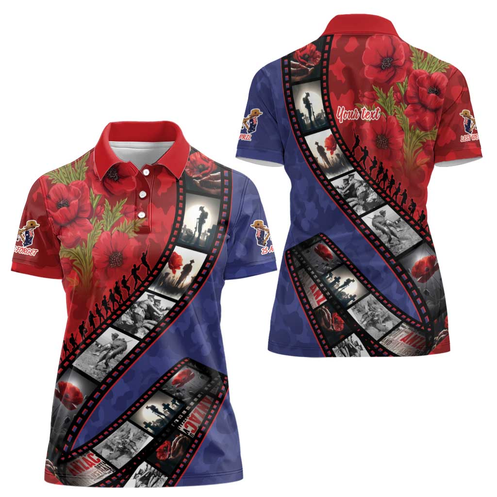 Personalised ANZAC Spirit 1915-2026 Filmstrip Tribute Women Polo Shirt Lest We Forget 25 April LT9 - Polynesian Pride