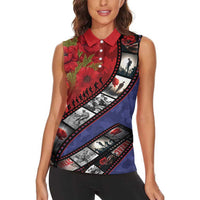 Personalised ANZAC Spirit 1915-2026 Filmstrip Tribute Women Sleeveless Polo Shirt Lest We Forget 25 April LT9 - Polynesian Pride