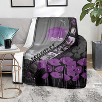 Personalised Remembering ANZAC Lest We Forget Blanket Vintage Film Frame Memorial Purple Poppy