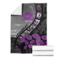 Personalised Remembering ANZAC Lest We Forget Blanket Vintage Film Frame Memorial Purple Poppy